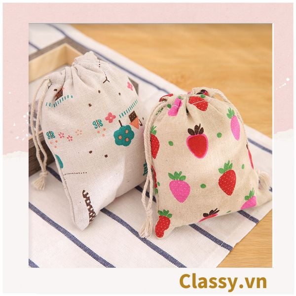 Túi cotton lanh dây rút mini đựng đồ đi du lịch xinh xắn tiện dụng PK6 ...