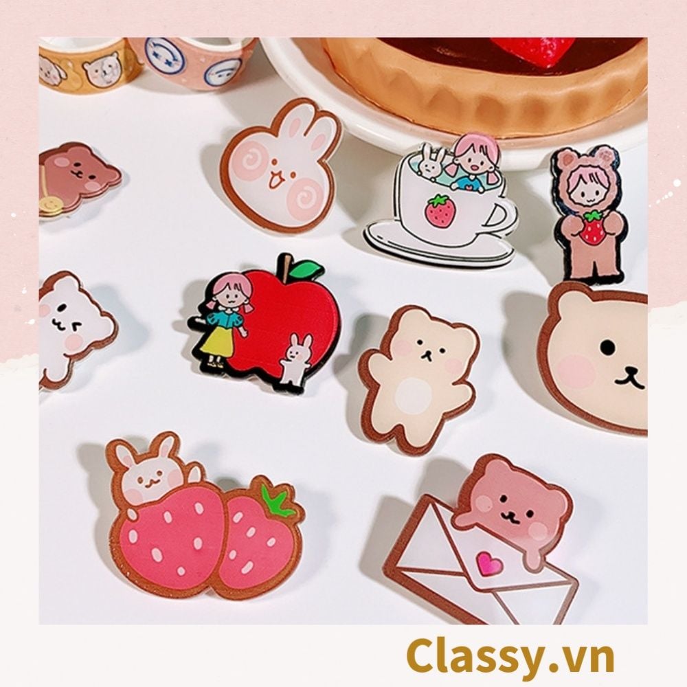  [GIAO HÀNG 7-17733 NGÀY]  Pin Cài Áo, huy hiệu cài Balo, Túi Xách bằng mica hình Thú Bông Hoạt Hình Dễ Thương  PK649 