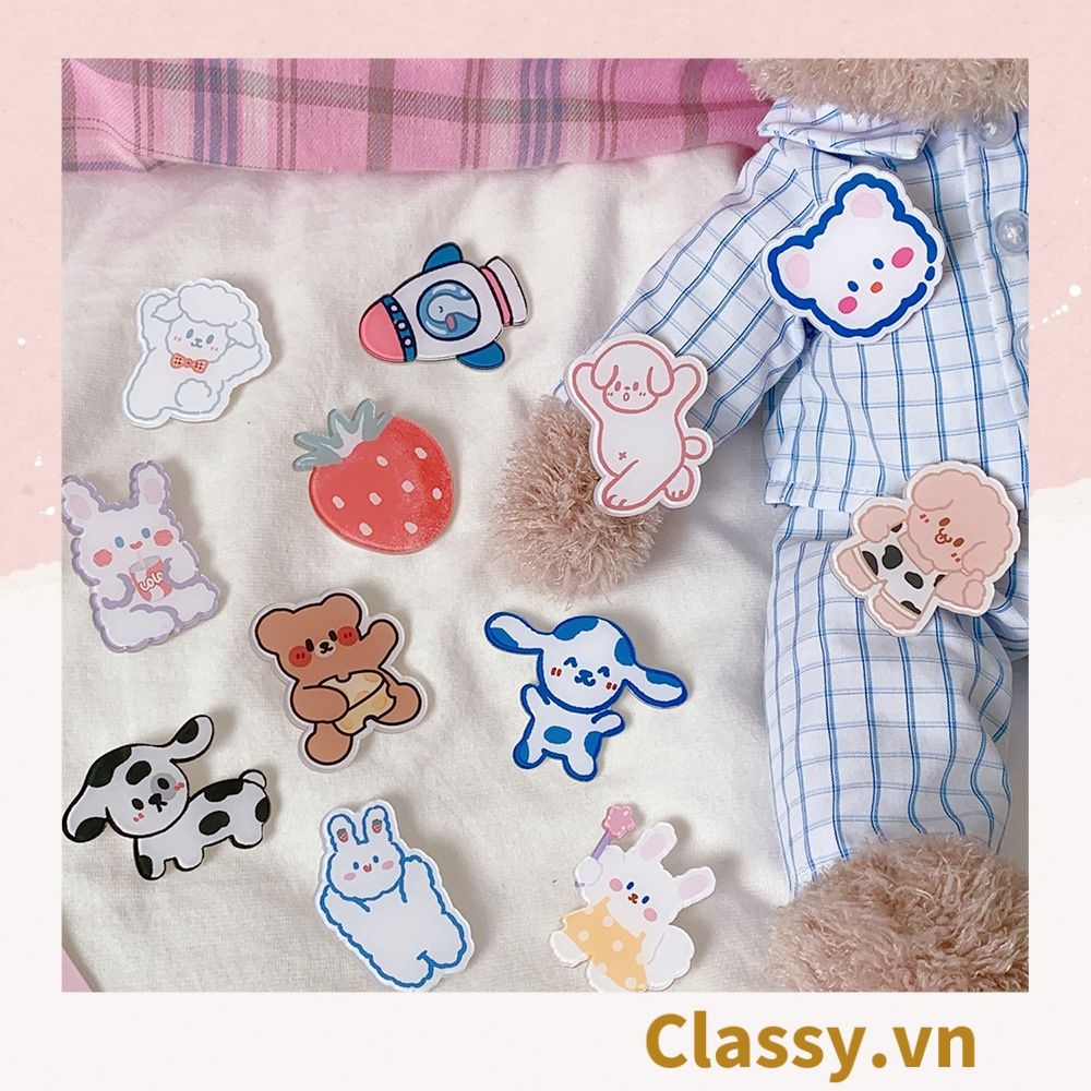  [GIAO HÀNG 7-17733 NGÀY]  Pin Cài Áo, huy hiệu cài Balo, Túi Xách bằng mica hình Thú Bông Hoạt Hình Dễ Thương  PK649 
