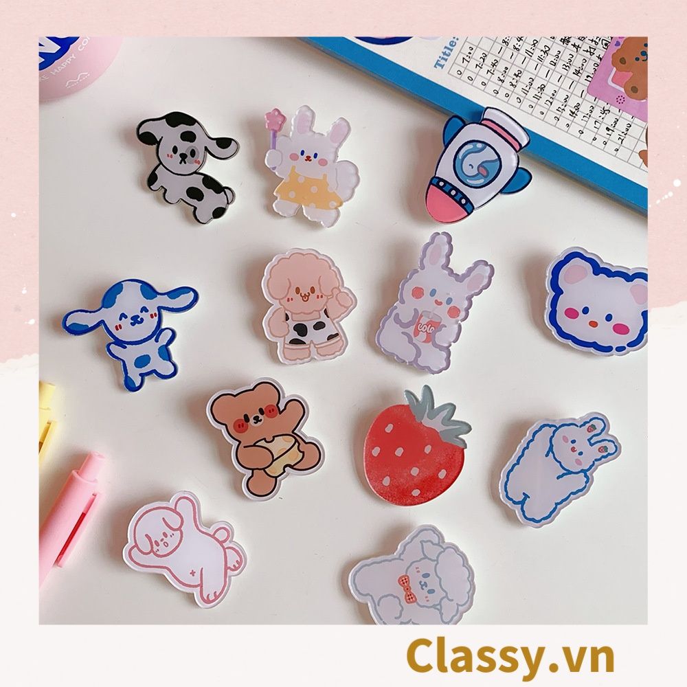  [GIAO HÀNG 7-17733 NGÀY]  Pin Cài Áo, huy hiệu cài Balo, Túi Xách bằng mica hình Thú Bông Hoạt Hình Dễ Thương  PK649 