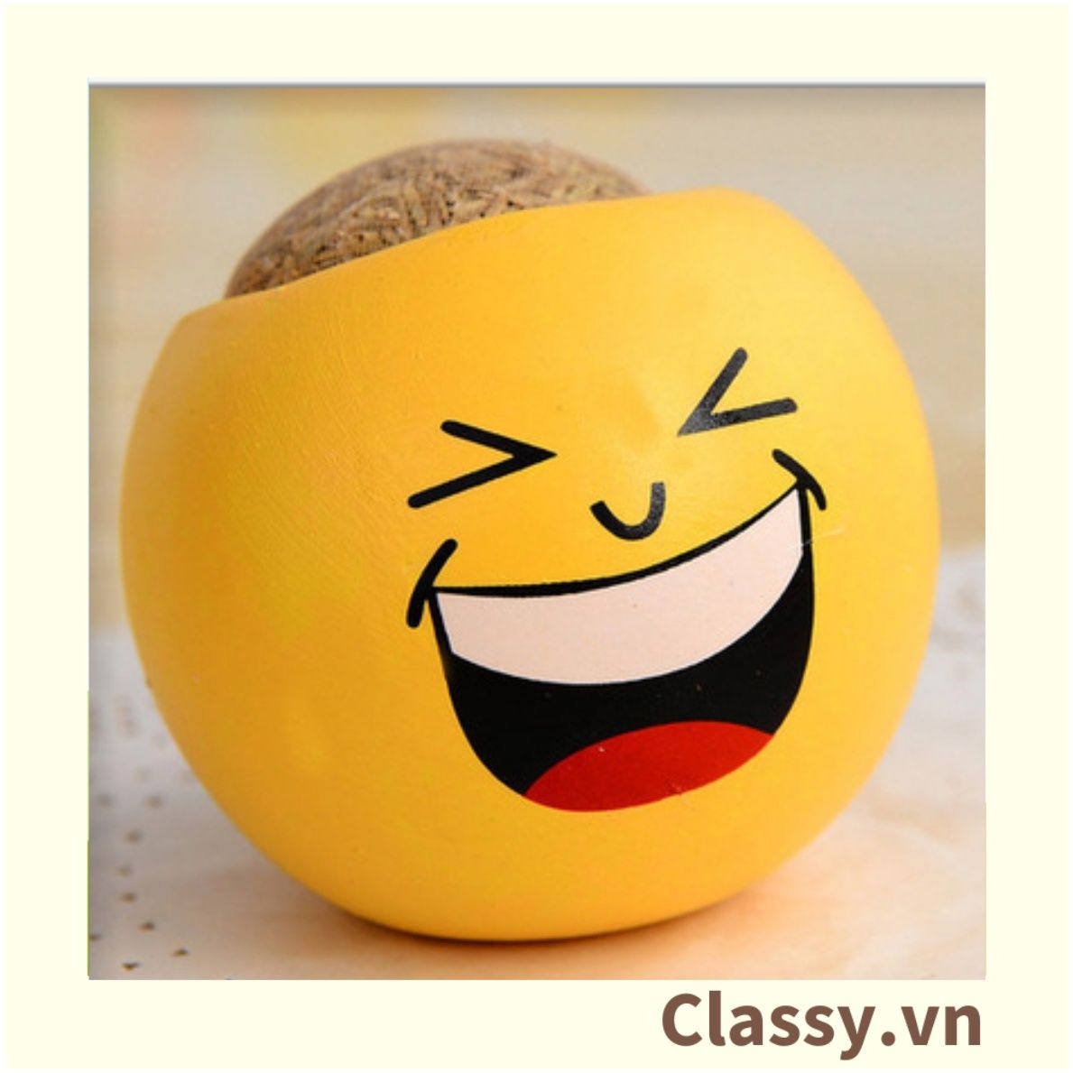  [GIAO HÀNG 7-25 NGÀY] Chậu cây cảnh bằng nhựa mini hình mặt cười đáng yêu, Emojji đẹp, chậu cây hình em bé baby xinh, tặng kèm đất và hạt giống cỏ tóc PK655 