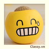  [GIAO HÀNG 7-25 NGÀY] Chậu cây cảnh bằng nhựa mini hình mặt cười đáng yêu, Emojji đẹp, chậu cây hình em bé baby xinh, tặng kèm đất và hạt giống cỏ tóc PK655 