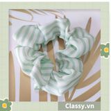  Scrunchies buộc tóc  nhiều họa tiết; tông màu xanh lá nữ tính thanh lịch PK705 