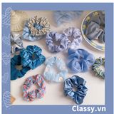  Scrunchies buộc tóc  nhiều họa tiết; tông màu xanh biển nữ tính thanh lịch PK706 