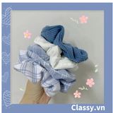  Scrunchies buộc tóc  nhiều họa tiết; tông màu xanh biển nữ tính thanh lịch PK706 