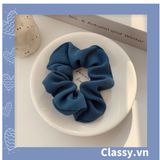  Scrunchies buộc tóc  nhiều họa tiết; tông màu xanh biển nữ tính thanh lịch PK706 