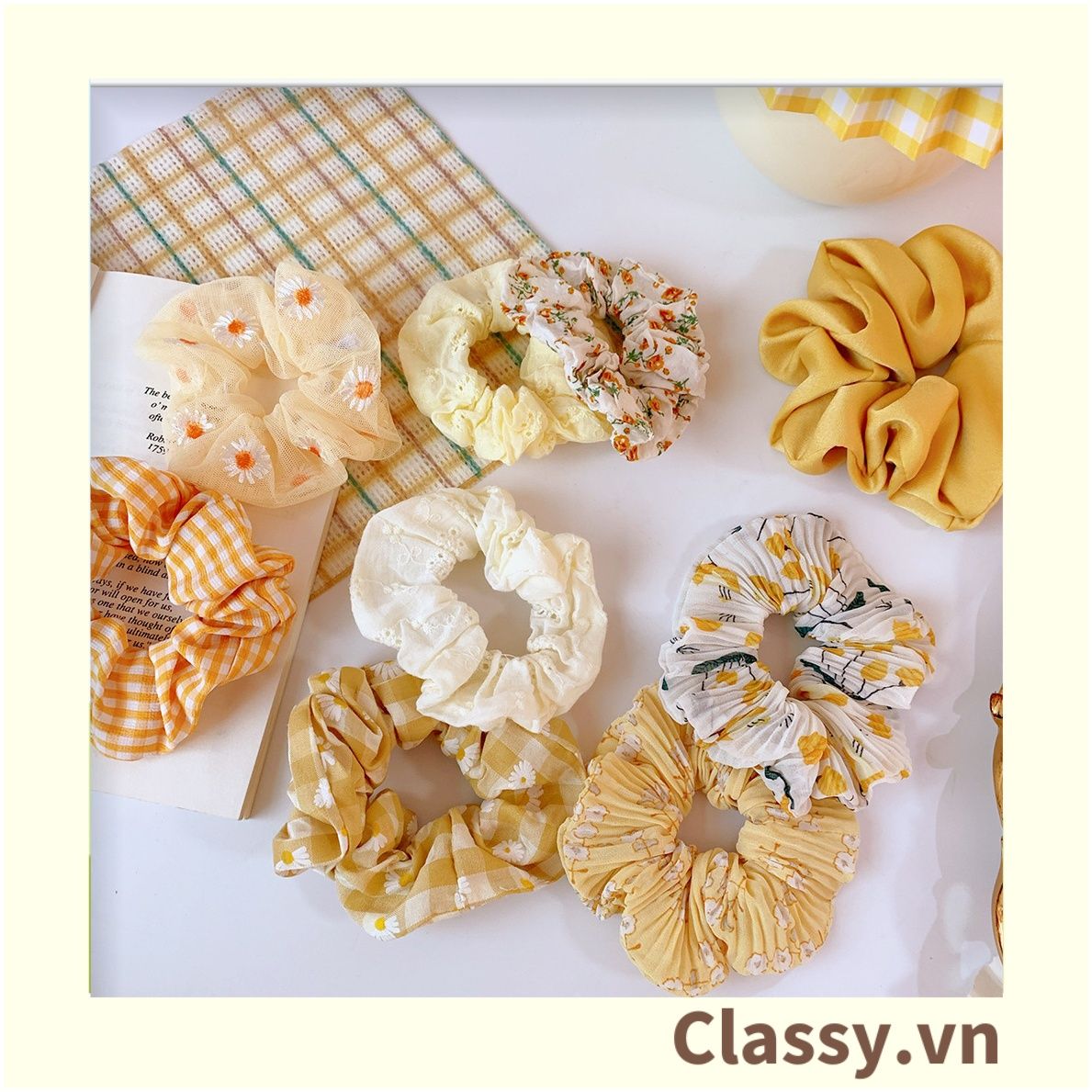  [GIAO HÀNG 7-3042 NGÀY]  Scrunchies buộc tóc  nhiều họa tiết; họa tiết trái cây nữ tính thanh lịch PK707-PK708 
