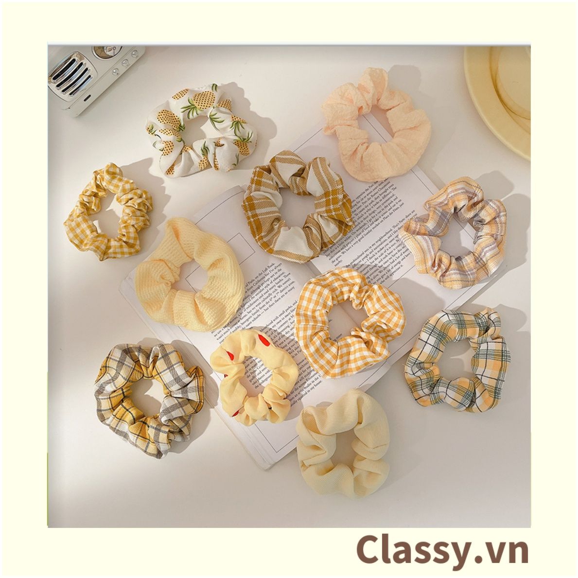  [GIAO HÀNG 7-3042 NGÀY]  Scrunchies buộc tóc  nhiều họa tiết; họa tiết trái cây nữ tính thanh lịch PK707-PK708 