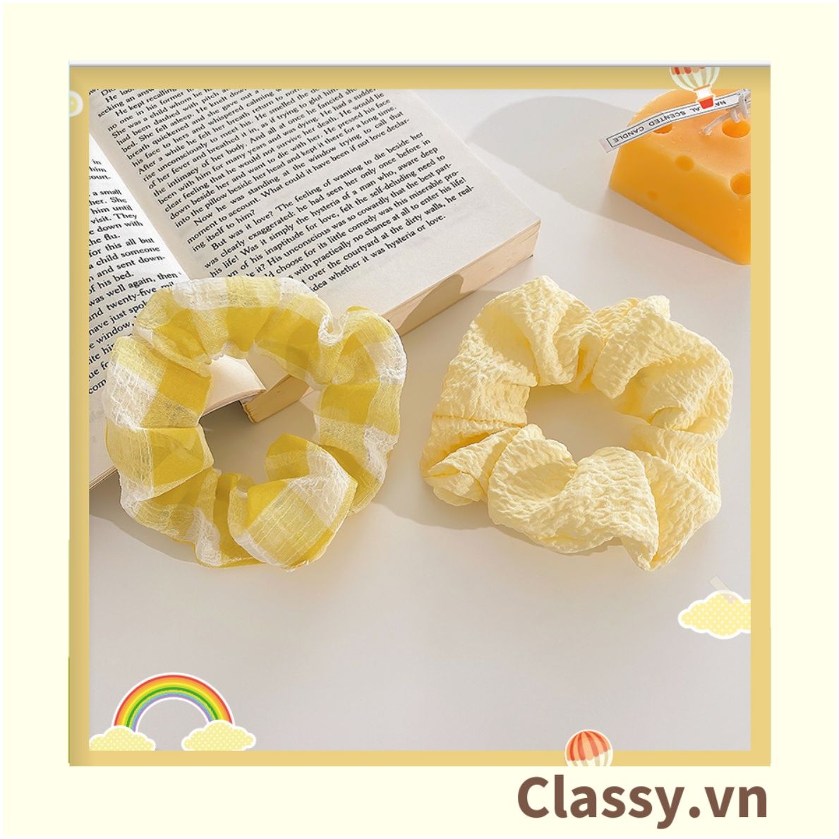  [GIAO HÀNG 7-3042 NGÀY]  Scrunchies buộc tóc  nhiều họa tiết; họa tiết trái cây nữ tính thanh lịch PK707-PK708 