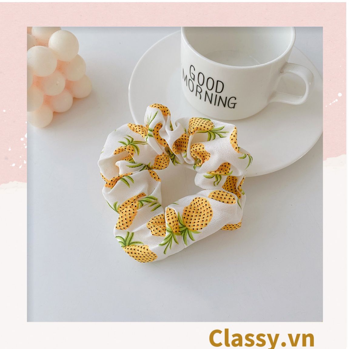  [GIAO HÀNG 7-3042 NGÀY]  Scrunchies buộc tóc  nhiều họa tiết; họa tiết trái cây nữ tính thanh lịch PK707-PK708 
