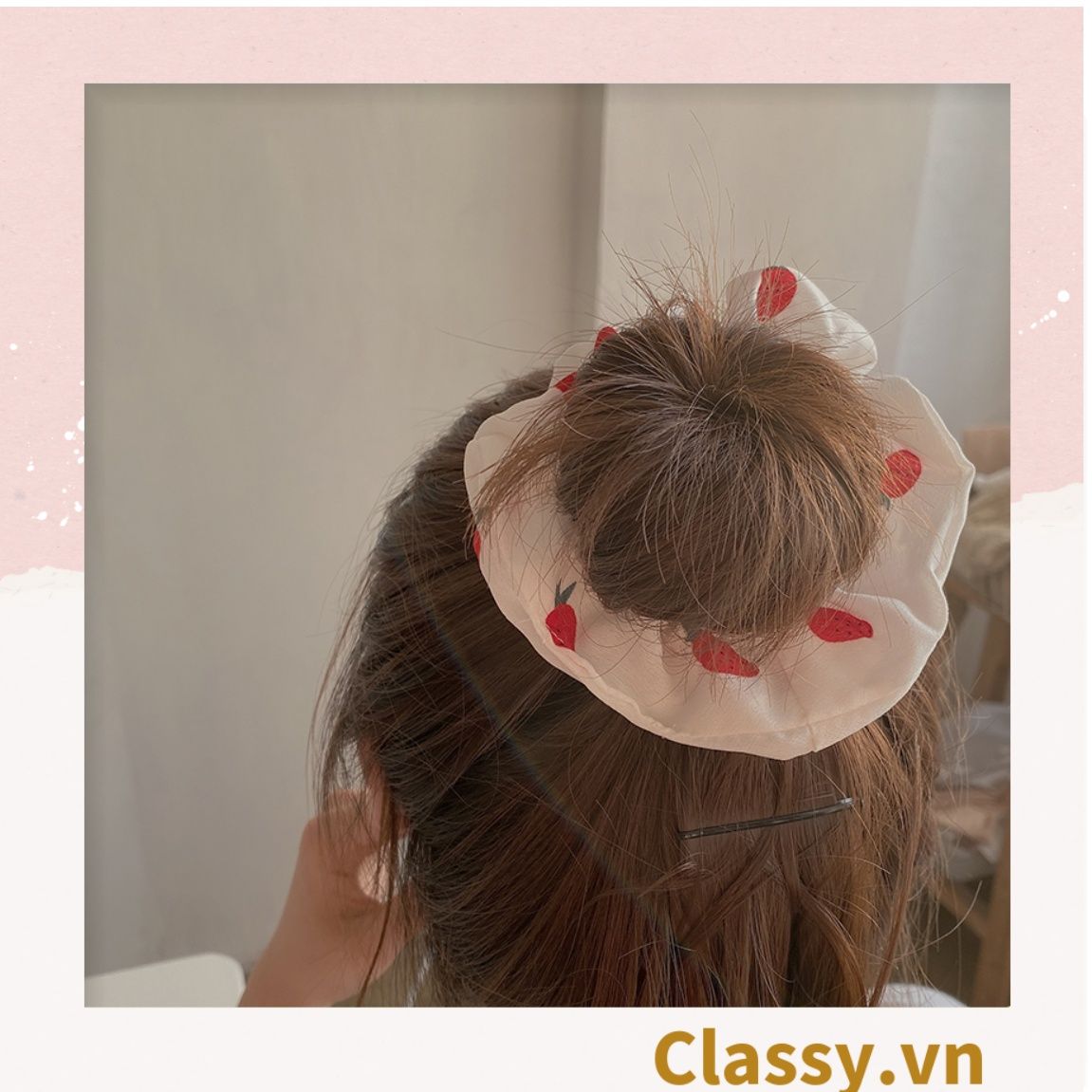  [GIAO HÀNG 7-3042 NGÀY]  Scrunchies buộc tóc  nhiều họa tiết; họa tiết trái cây nữ tính thanh lịch PK707-PK708 