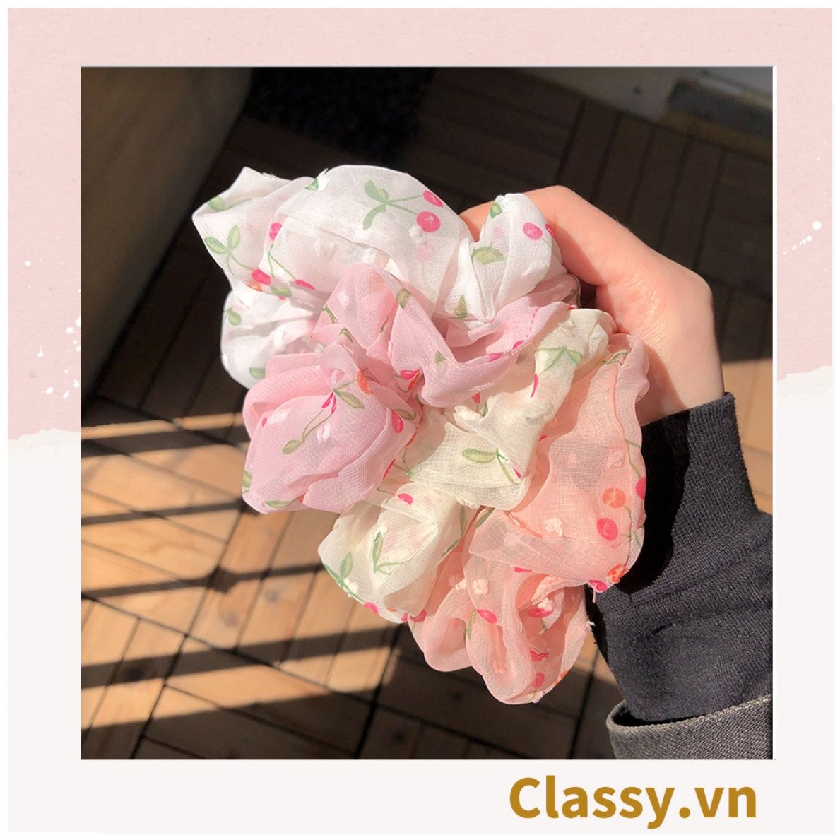  [GIAO HÀNG 7-3042 NGÀY]  Scrunchies buộc tóc  nhiều họa tiết; họa tiết trái cây nữ tính thanh lịch PK707-PK708 