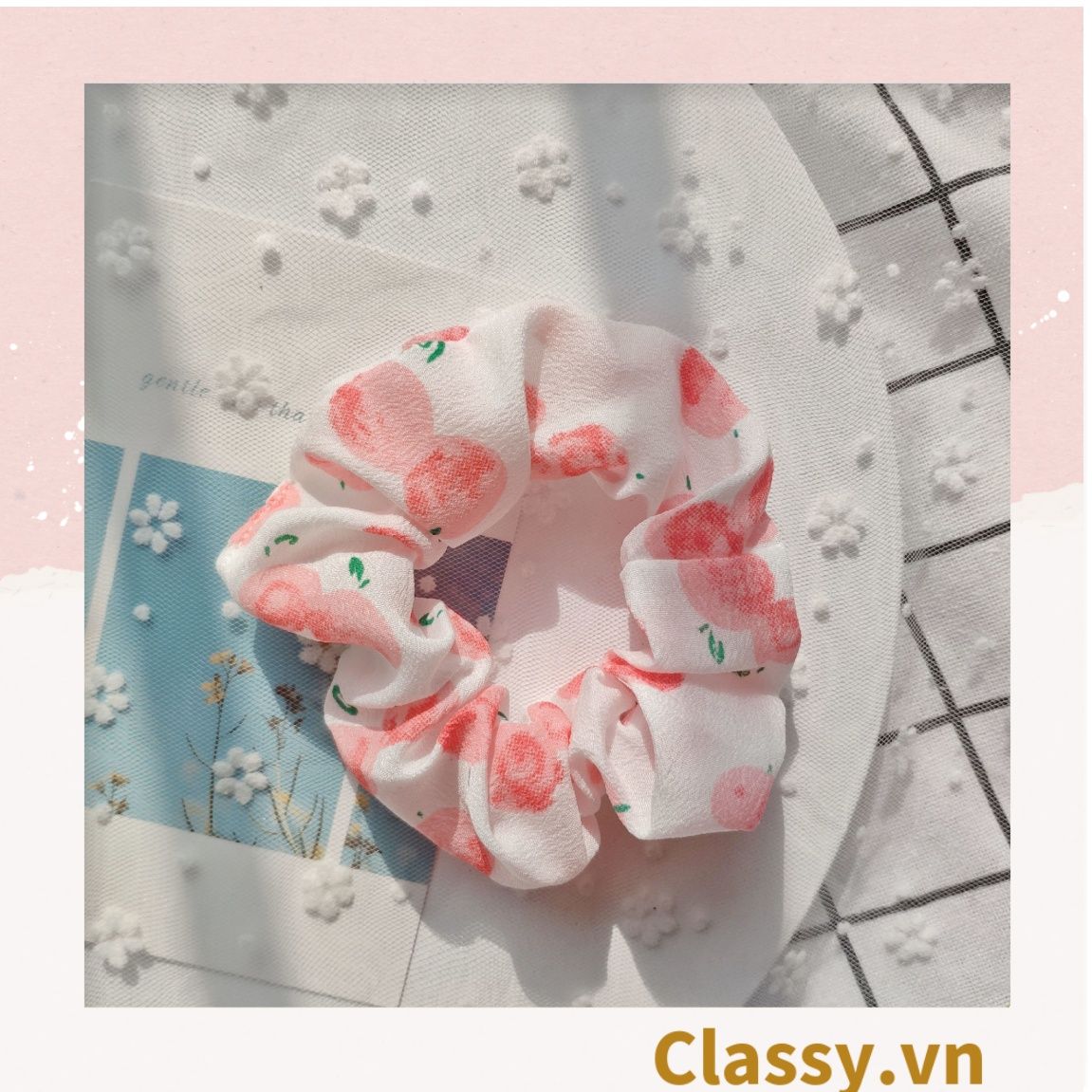  [GIAO HÀNG 7-3042 NGÀY]  Scrunchies buộc tóc  nhiều họa tiết; họa tiết trái cây nữ tính thanh lịch PK707-PK708 