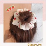  Scrunchies buộc tóc  nhiều họa tiết; họa tiết trái cây nữ tính thanh lịch PK707-PK708 