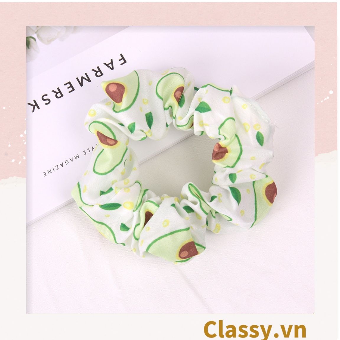  [GIAO HÀNG 7-3042 NGÀY]  Scrunchies buộc tóc  nhiều họa tiết; họa tiết trái cây nữ tính thanh lịch PK707-PK708 