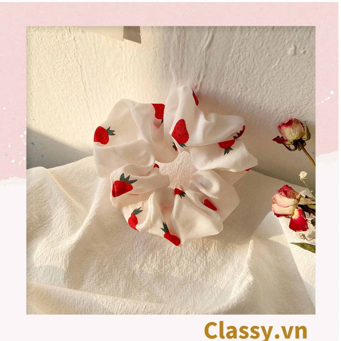  [GIAO HÀNG 7-3042 NGÀY]  Scrunchies buộc tóc  nhiều họa tiết; họa tiết trái cây nữ tính thanh lịch PK707-PK708 