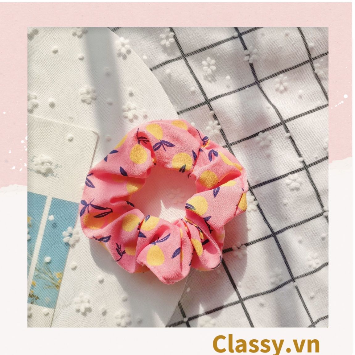  [GIAO HÀNG 7-3042 NGÀY]  Scrunchies buộc tóc  nhiều họa tiết; họa tiết trái cây nữ tính thanh lịch PK707-PK708 