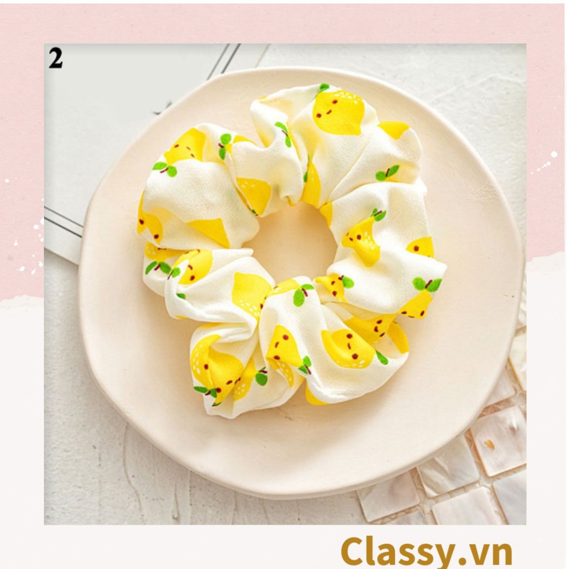  [GIAO HÀNG 7-3042 NGÀY]  Scrunchies buộc tóc  nhiều họa tiết; họa tiết trái cây nữ tính thanh lịch PK707-PK708 