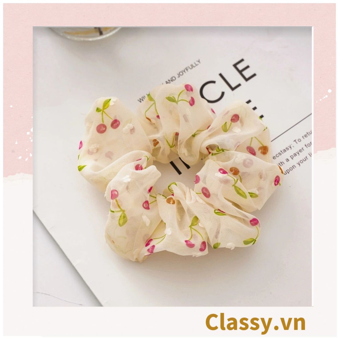  [GIAO HÀNG 7-3042 NGÀY]  Scrunchies buộc tóc  nhiều họa tiết; họa tiết trái cây nữ tính thanh lịch PK707-PK708 