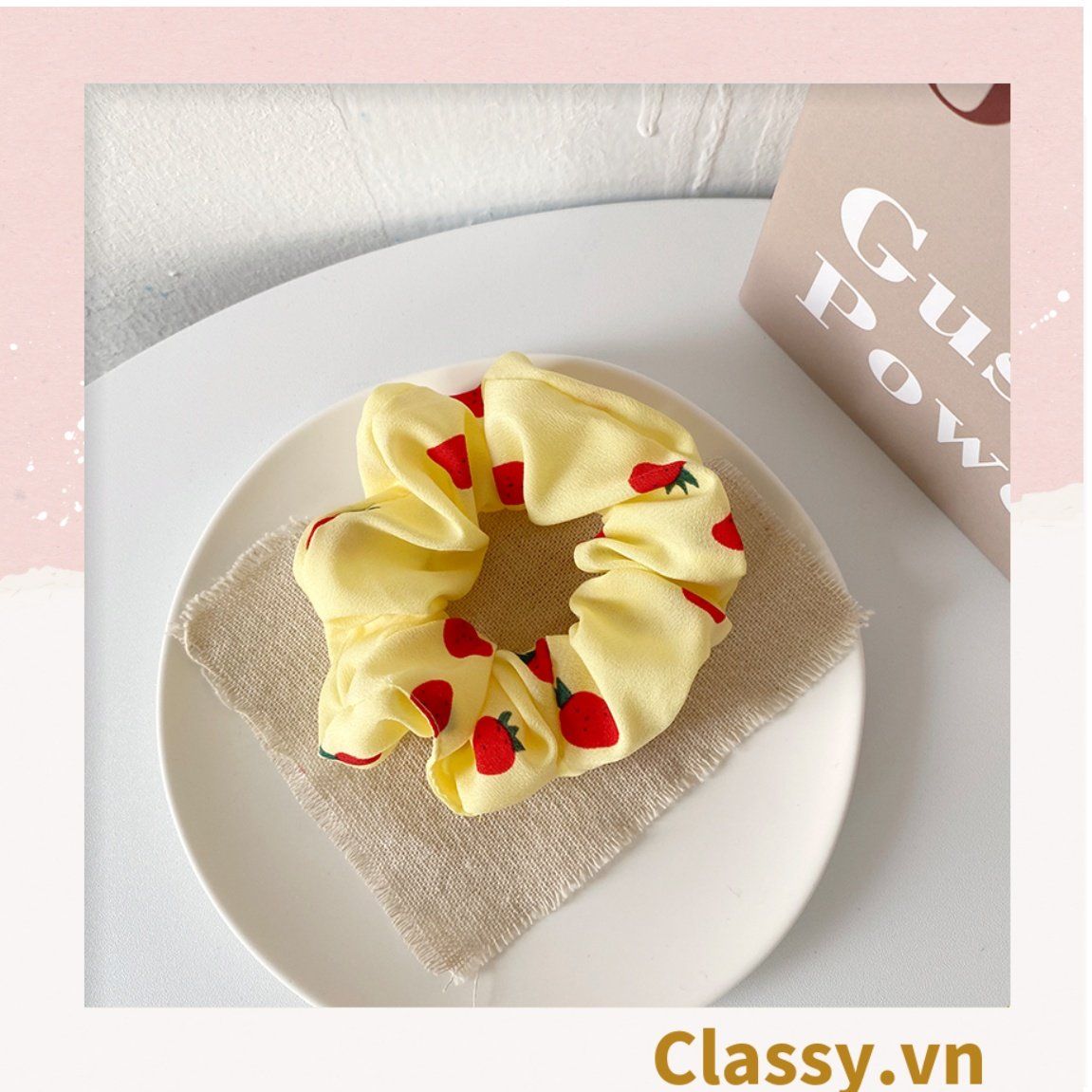  [GIAO HÀNG 7-3042 NGÀY]  Scrunchies buộc tóc  nhiều họa tiết; họa tiết trái cây nữ tính thanh lịch PK707-PK708 
