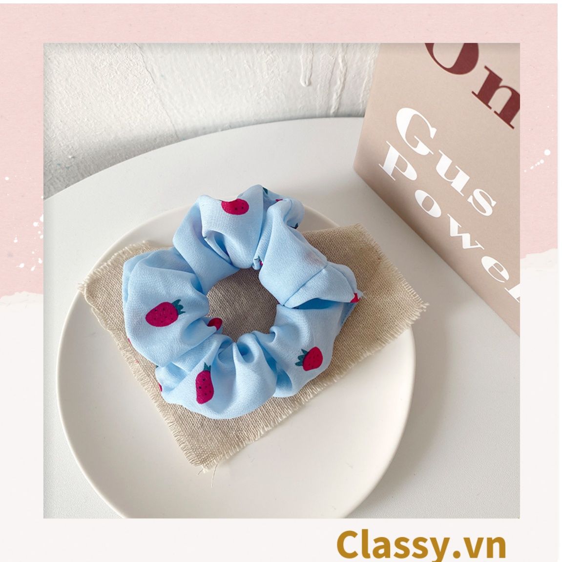  [GIAO HÀNG 7-3042 NGÀY]  Scrunchies buộc tóc  nhiều họa tiết; họa tiết trái cây nữ tính thanh lịch PK707-PK708 
