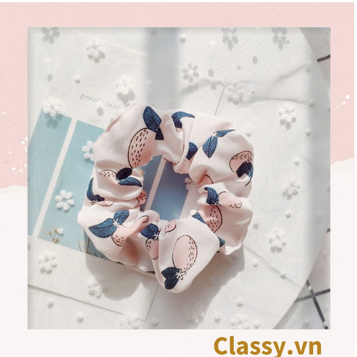  [GIAO HÀNG 7-3042 NGÀY]  Scrunchies buộc tóc  nhiều họa tiết; họa tiết trái cây nữ tính thanh lịch PK707-PK708 