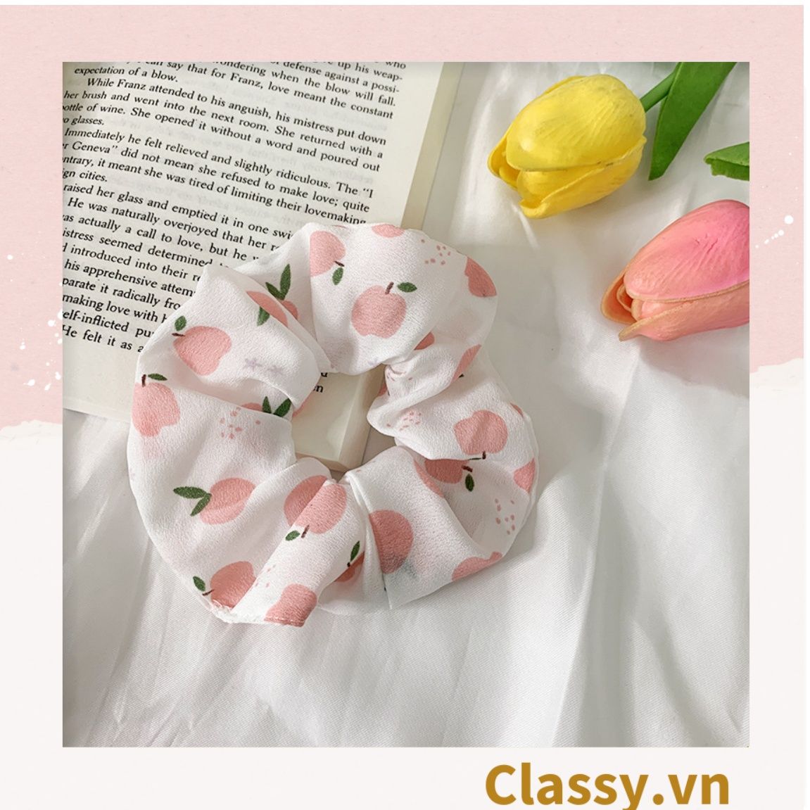 [GIAO HÀNG 7-3042 NGÀY]  Scrunchies buộc tóc  nhiều họa tiết; họa tiết trái cây nữ tính thanh lịch PK707-PK708 