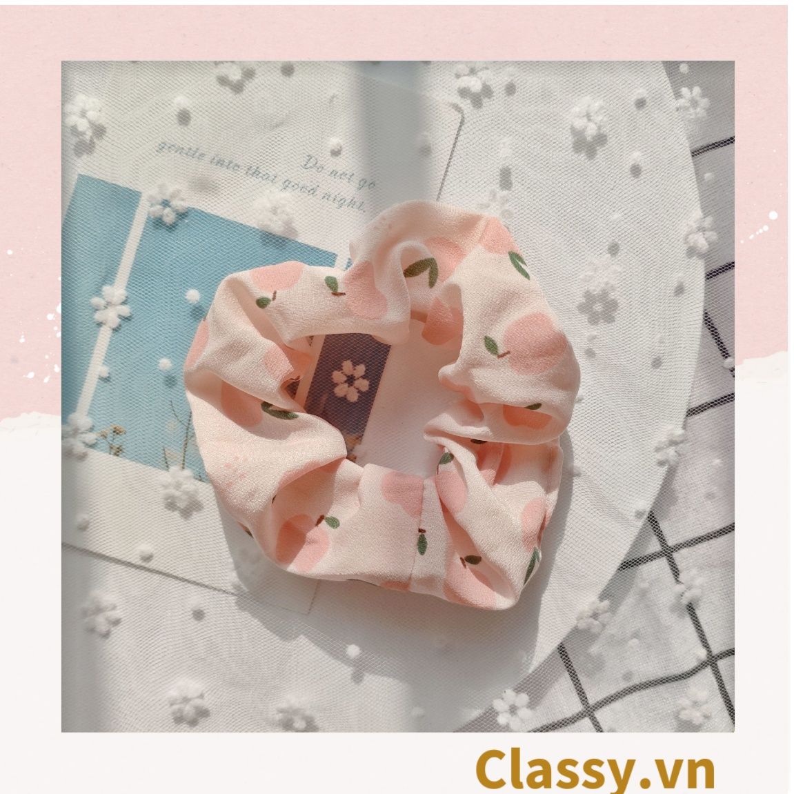  [GIAO HÀNG 7-3042 NGÀY]  Scrunchies buộc tóc  nhiều họa tiết; họa tiết trái cây nữ tính thanh lịch PK707-PK708 
