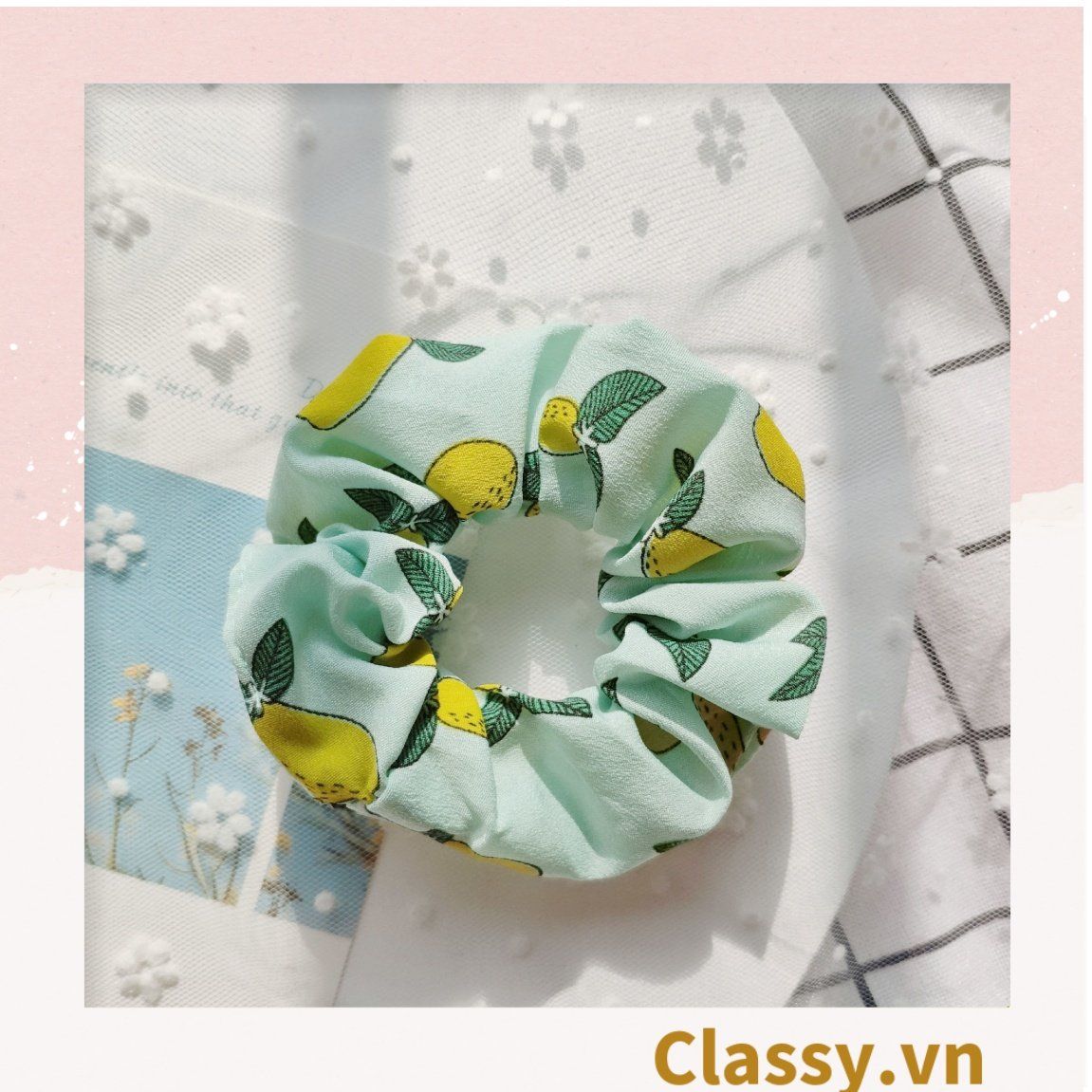  [GIAO HÀNG 7-3042 NGÀY]  Scrunchies buộc tóc  nhiều họa tiết; họa tiết trái cây nữ tính thanh lịch PK707-PK708 