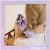  Scrunchies buộc tóc  nhiều họa tiết; họa tiết tông màu tím tính thanh lịch PK709 