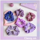  Scrunchies buộc tóc  nhiều họa tiết; họa tiết tông màu tím tính thanh lịch PK709 