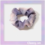  Scrunchies buộc tóc  nhiều họa tiết; họa tiết tông màu tím tính thanh lịch PK709 