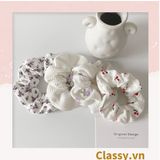  Scrunchies buộc tóc họa tiết  hoa nhí vintage, nữ tính thanh lịch PK711 