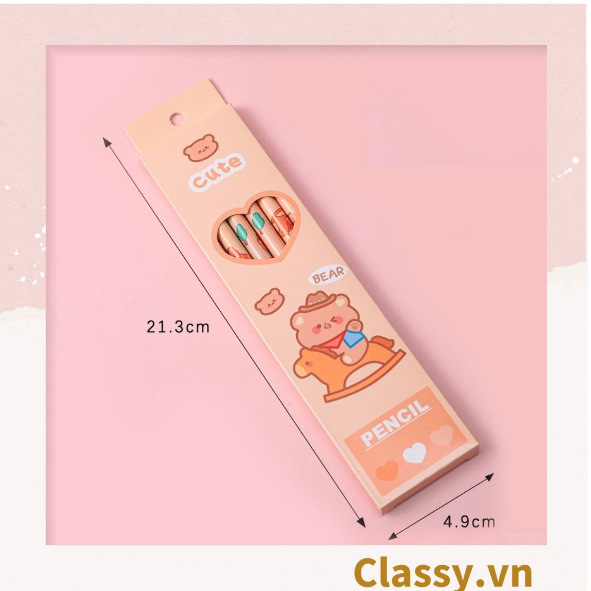  PK724 Bộ 06 bút chì HB nhiều màu tùy chọn cho học sinh/sinh viên; dùng viết lên sổ lưu bút, quà tặng, thiệp 