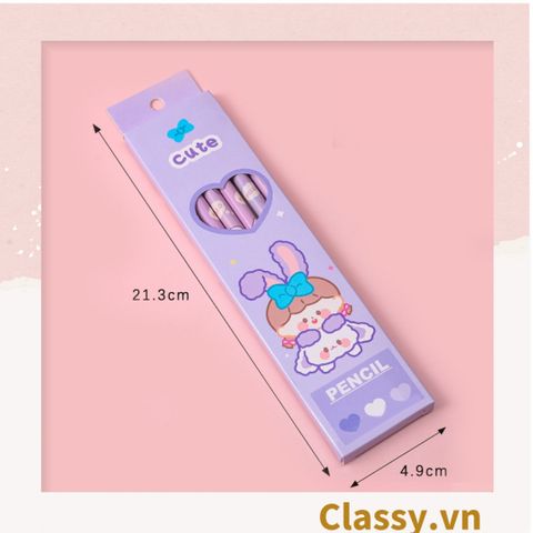  PK724 Bộ 06 bút chì HB nhiều màu tùy chọn cho học sinh/sinh viên; dùng viết lên sổ lưu bút, quà tặng, thiệp 