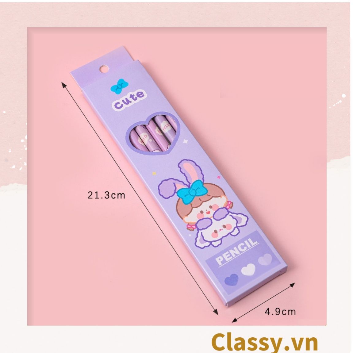  PK724 Bộ 06 bút chì HB nhiều màu tùy chọn cho học sinh/sinh viên; dùng viết lên sổ lưu bút, quà tặng, thiệp 