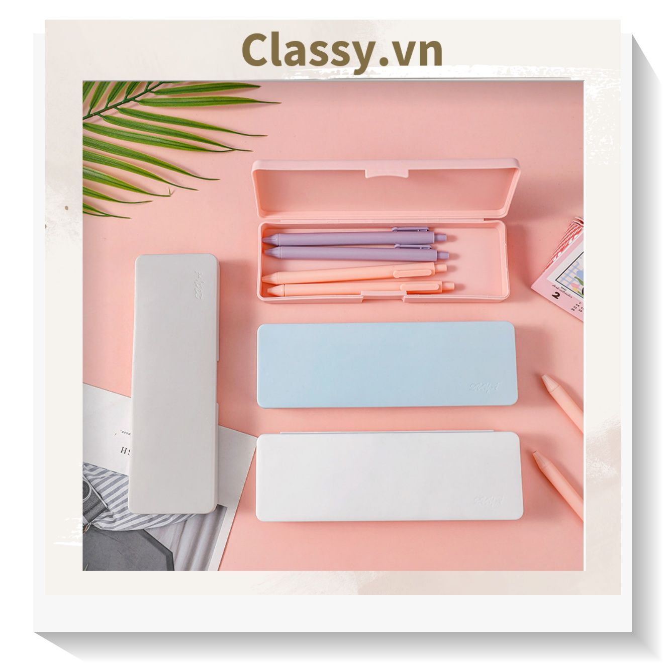  PK725 Hộp đựng bút chất liệu nhựa màu pastel đính họa tiết hoạt hình ngộ nghĩnh xinh xẻo 