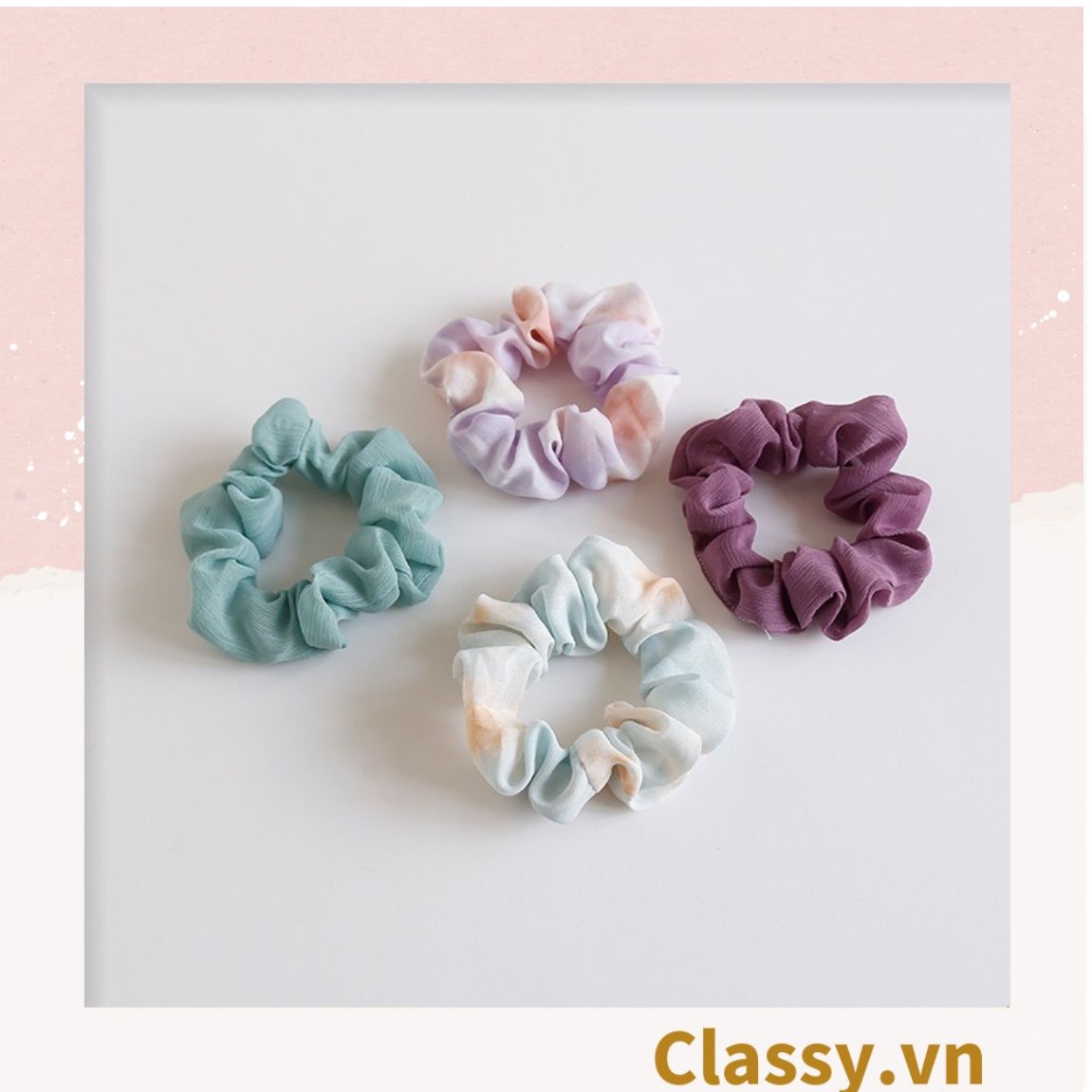  Scrunchies buộc tóc tông màu Gradient ngọt ngào, nữ tính thanh lịch PK733 