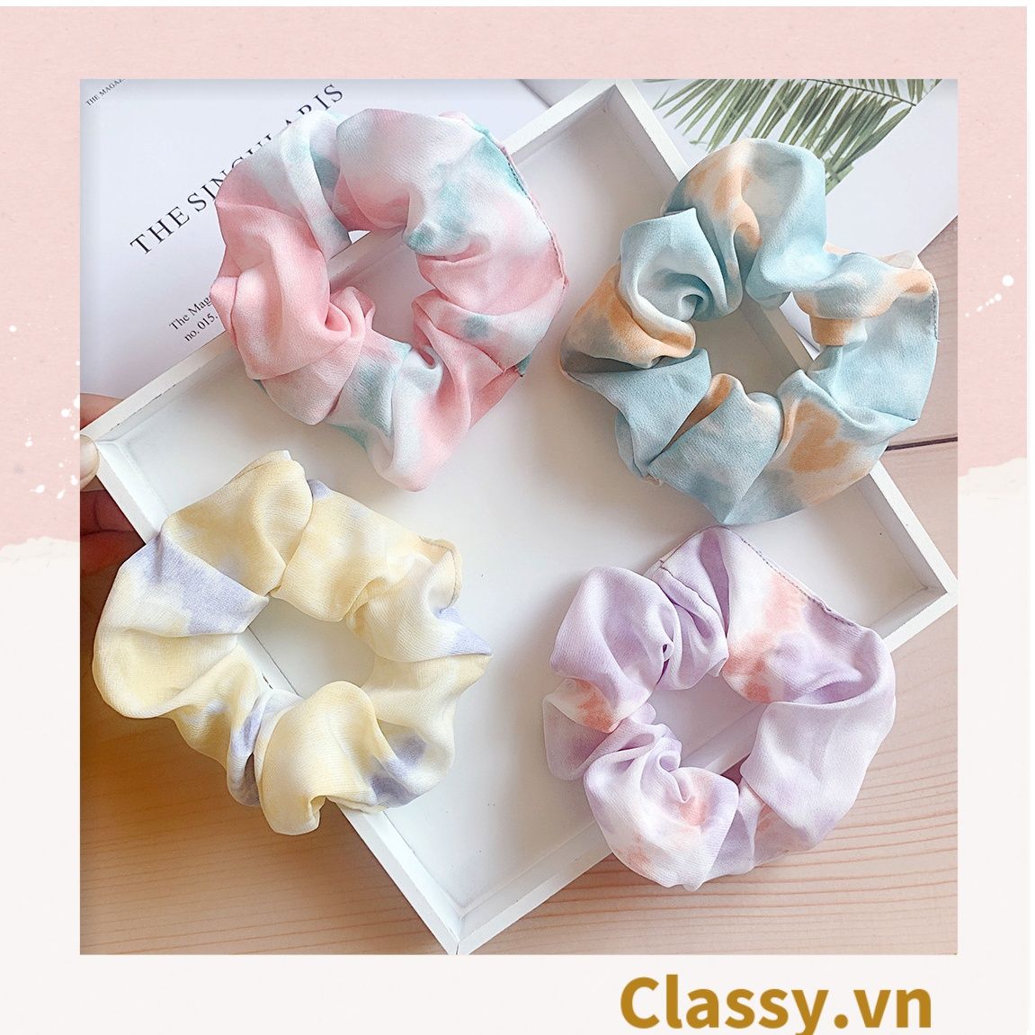  Scrunchies buộc tóc tông màu Gradient ngọt ngào, nữ tính thanh lịch PK733 