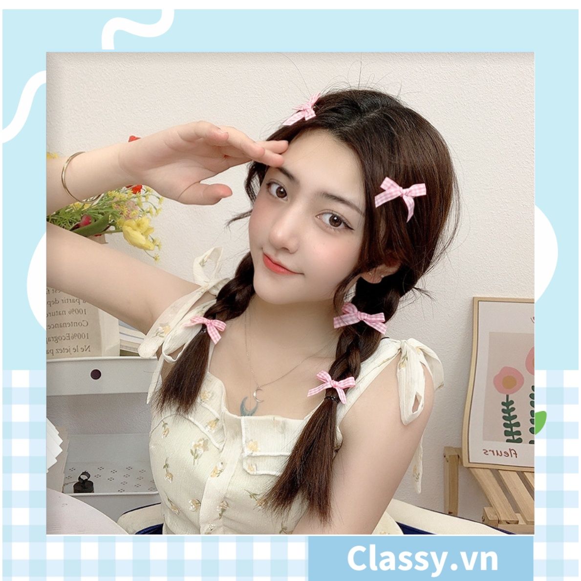  [GIAO HÀNG 7-13966 NGÀY]  Dây cột tóc gắn họa tiết hoạt hình 3D cute trơn màu chất liệu lông bền chắc PK743 