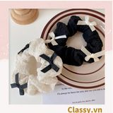  PK774 Bộ sưu tập hoàng gia - Scrunchies, kẹp tóc, nơ buộc tóc tông be, gắn ruy băng và đính đá nhiều lớp sang chảnh 