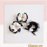  PK774 Bộ sưu tập hoàng gia - Scrunchies, kẹp tóc, nơ buộc tóc tông be, gắn ruy băng và đính đá nhiều lớp sang chảnh 