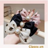  PK774 Bộ sưu tập hoàng gia - Scrunchies, kẹp tóc, nơ buộc tóc tông be, gắn ruy băng và đính đá nhiều lớp sang chảnh 