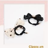  PK774 Bộ sưu tập hoàng gia - Scrunchies, kẹp tóc, nơ buộc tóc tông be, gắn ruy băng và đính đá nhiều lớp sang chảnh 