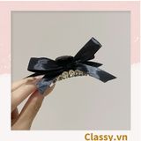  PK774 Bộ sưu tập hoàng gia - Scrunchies, kẹp tóc, nơ buộc tóc tông be, gắn ruy băng và đính đá nhiều lớp sang chảnh 