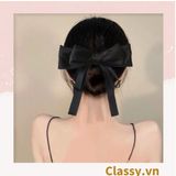  PK774 Bộ sưu tập hoàng gia - Scrunchies, kẹp tóc, nơ buộc tóc tông be, gắn ruy băng và đính đá nhiều lớp sang chảnh 