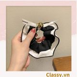  PK774 Bộ sưu tập hoàng gia - Scrunchies, kẹp tóc, nơ buộc tóc tông be, gắn ruy băng và đính đá nhiều lớp sang chảnh 