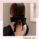  PK774 Bộ sưu tập hoàng gia - Scrunchies, kẹp tóc, nơ buộc tóc tông be, gắn ruy băng và đính đá nhiều lớp sang chảnh 