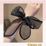  PK774 Bộ sưu tập hoàng gia - Scrunchies, kẹp tóc, nơ buộc tóc tông be, gắn ruy băng và đính đá nhiều lớp sang chảnh 