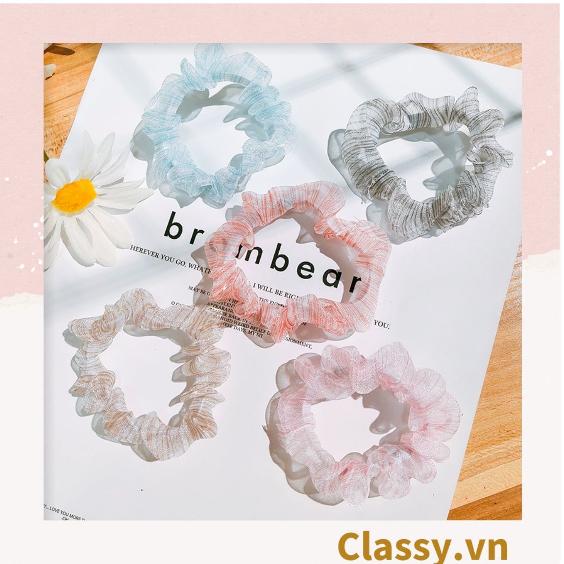  [GIAO HÀNG 7-25 NGÀY] PK775 Scrunchies buộc tóc nhiều họa tiết; vải voan nữ tính thanh lịch 